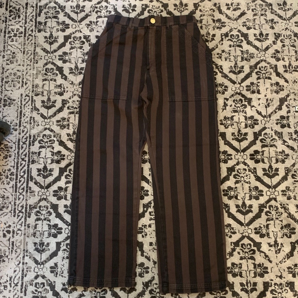 Big Bud Press Black and Brown Striped Straight-Leg Pants - Picture 3 of 13